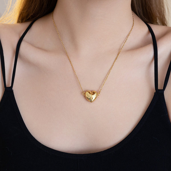 Gold Plated Heart Cut Pendant Necklace