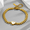 Golden Designer White Heart Bracelet