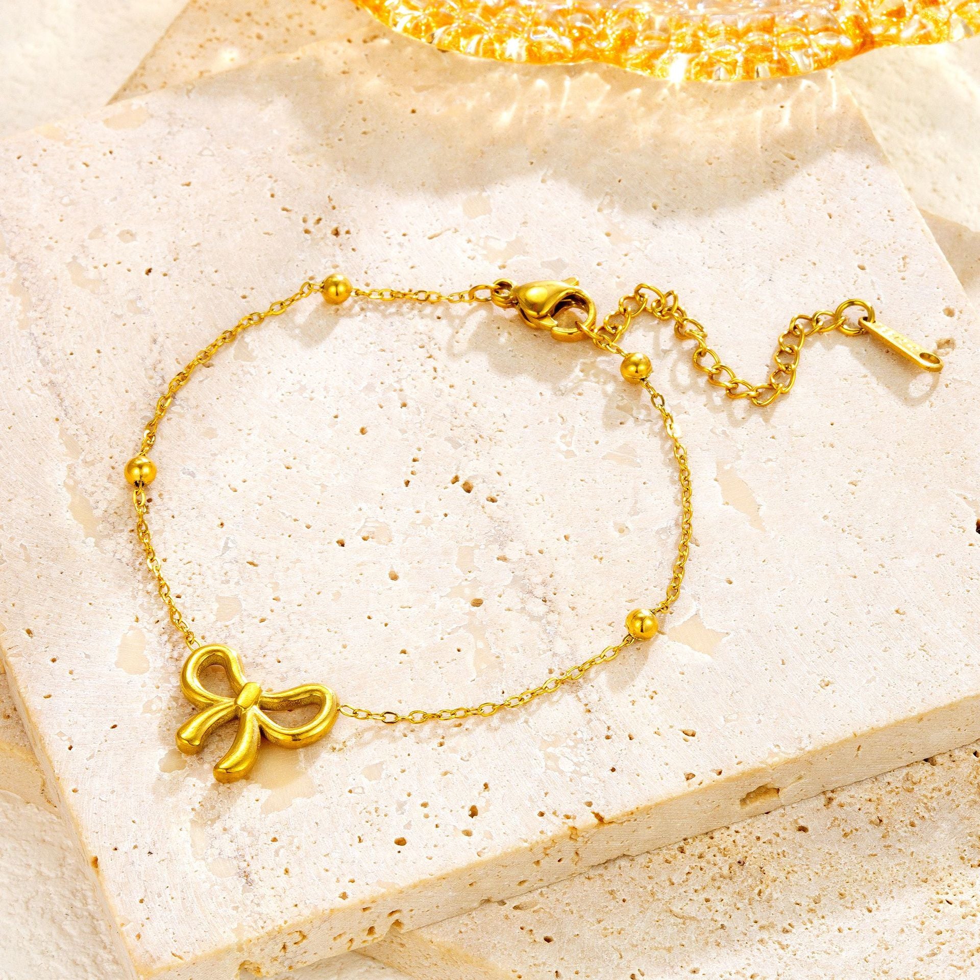Cute Ribbon Design Gold Chain Bracelet