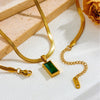 Emerald Gold Plated Anti Tarnish Chain Pendant