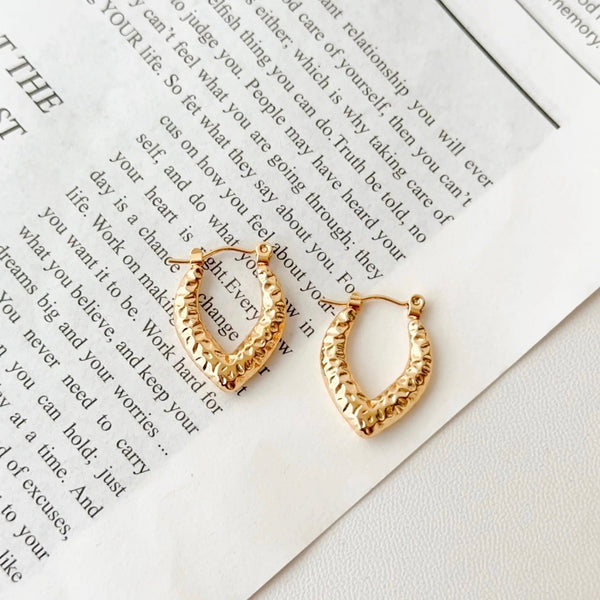 Anti Tarnish Gold Leaf Shaped Mabel Earrings