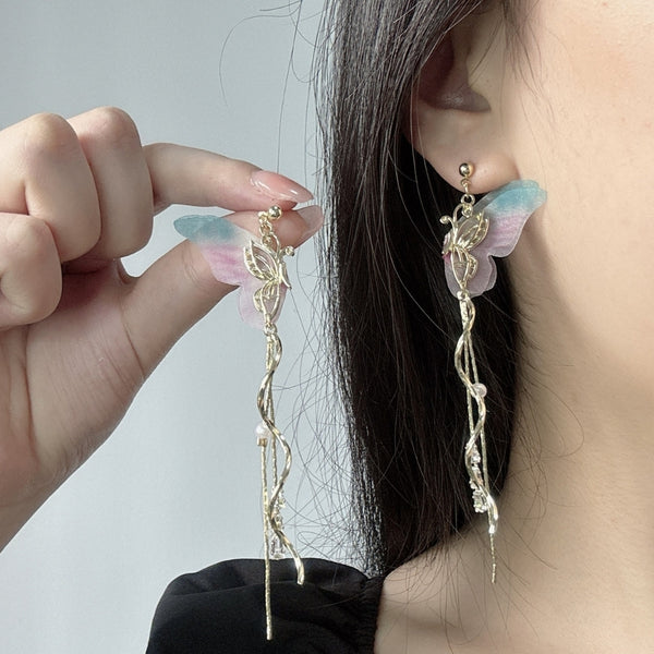 Pink & Blue Wings earrings
