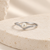 S925 Silver Pearl V-Shaped Adjustable Ring