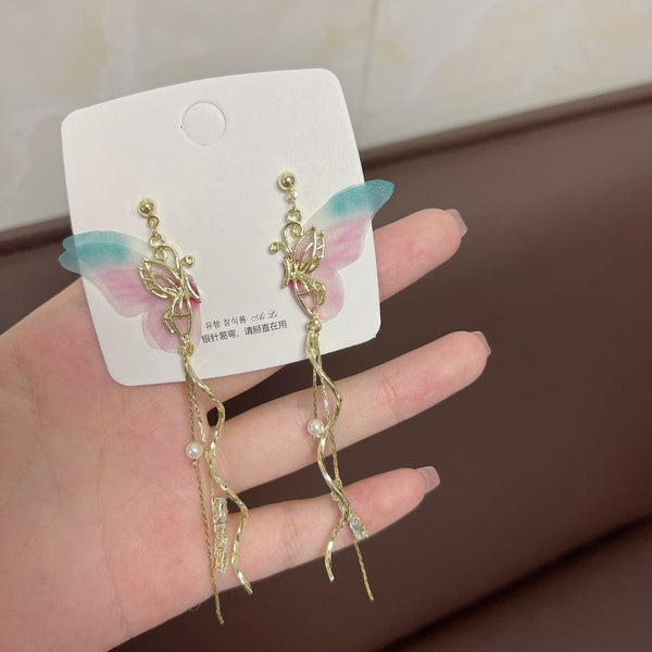 Pink & Blue Wings earrings