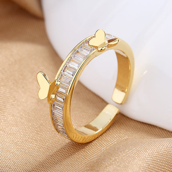 Two Golden Butterfly Ring