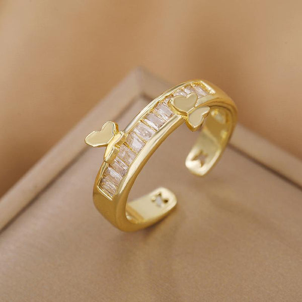 Two Golden Butterfly Ring