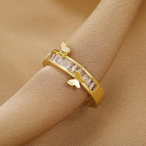 Two Golden Butterfly Ring