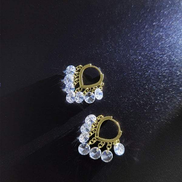 White stone & Golden earrings