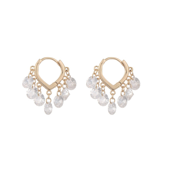 White stone & Golden earrings