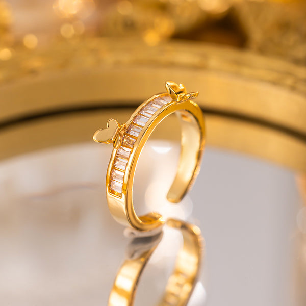 Two Golden Butterfly Ring