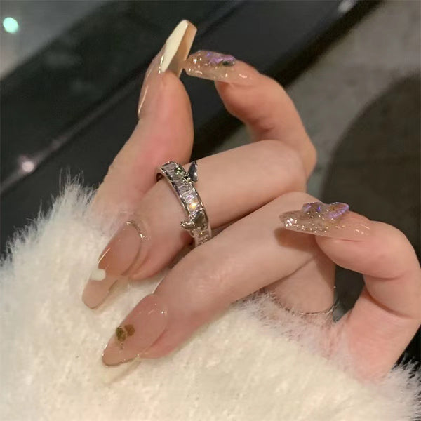 Silver Butterfly Rhinestone Ring