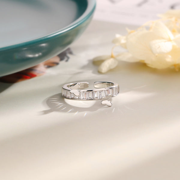 Silver Butterfly Rhinestone Ring