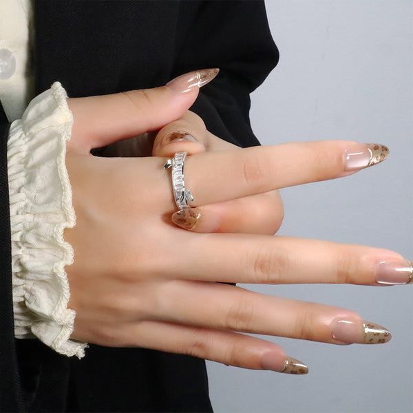 Silver Butterfly Rhinestone Ring