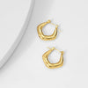 Anti tarnish Gold Oval Bamboo Hoop Earrings