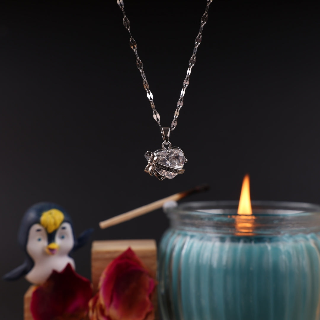 Silver Chain with Heart Shape Pendant Necklace