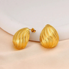 Anti Tarnish Golden Wave Style Stud Earrings