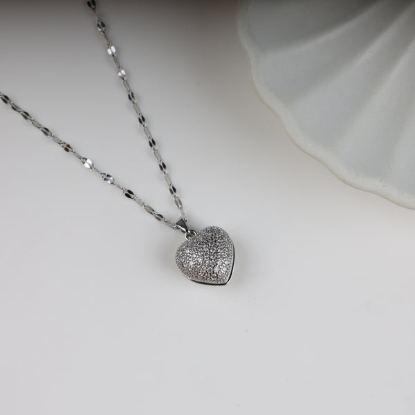 Sterling Silver Open Heart Pearl Pendant Necklace