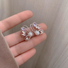 Butterfly Crystal Pearl Stud Earrings
