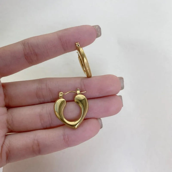 Anti Tarnish Golden Teardrop Hoop Earrings