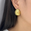 Anti Tarnish Golden Wave Style Stud Earrings