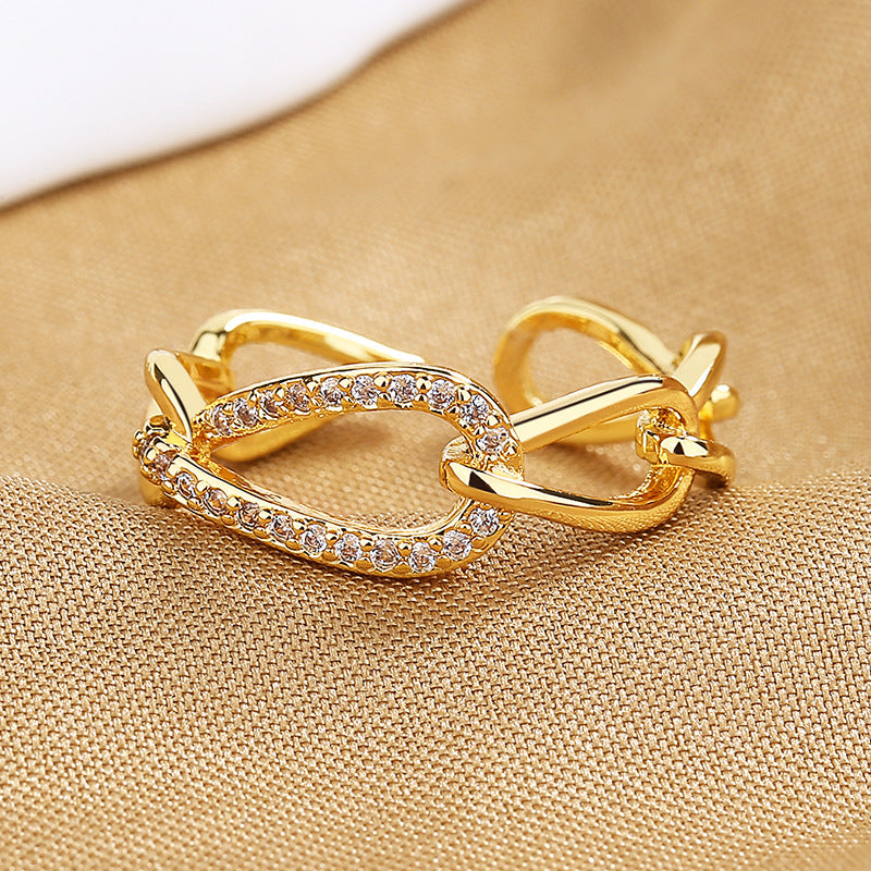 Snake Golden Open Rings Crystal