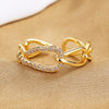 Snake Golden Open Rings Crystal