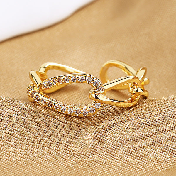Snake Golden Open Rings Crystal