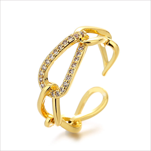 Snake Golden Open Rings Crystal