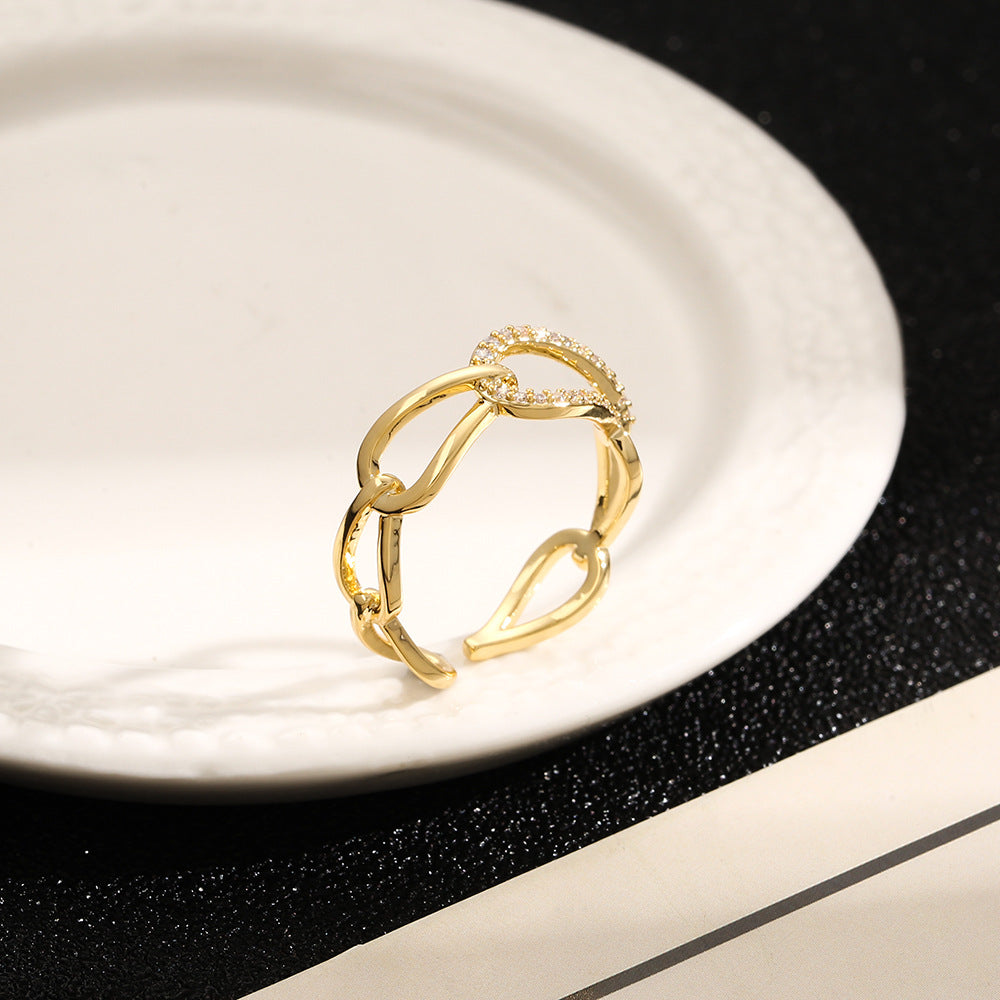 Snake Golden Open Rings Crystal