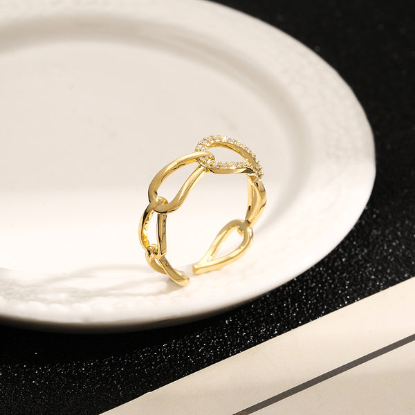 Snake Golden Open Rings Crystal