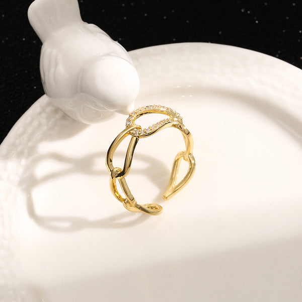 Snake Golden Open Rings Crystal
