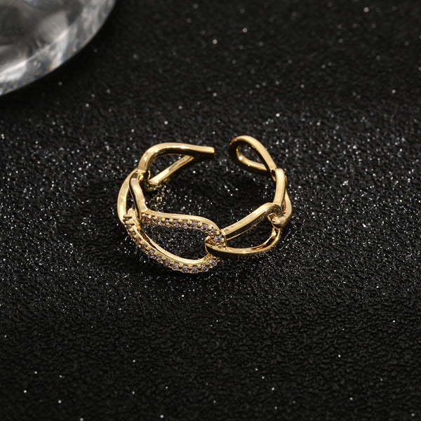 Snake Golden Open Rings Crystal