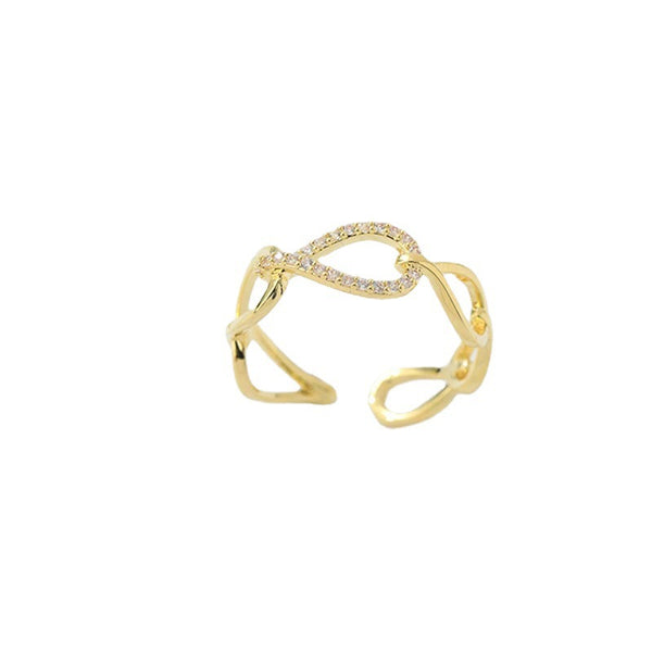 Snake Golden Open Rings Crystal