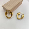 Anti Tarnish Golden Teardrop Hoop Earrings