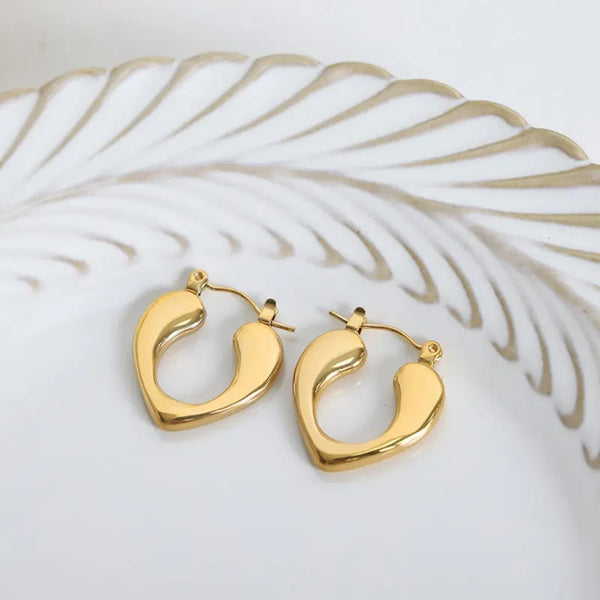 Anti Tarnish Golden Teardrop Hoop Earrings