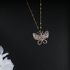 Gold Plated Multi Crystal Butterfly Pendant Necklace