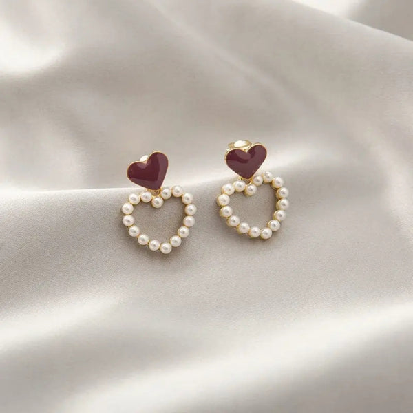 Cupid's red Charm Heart Earring