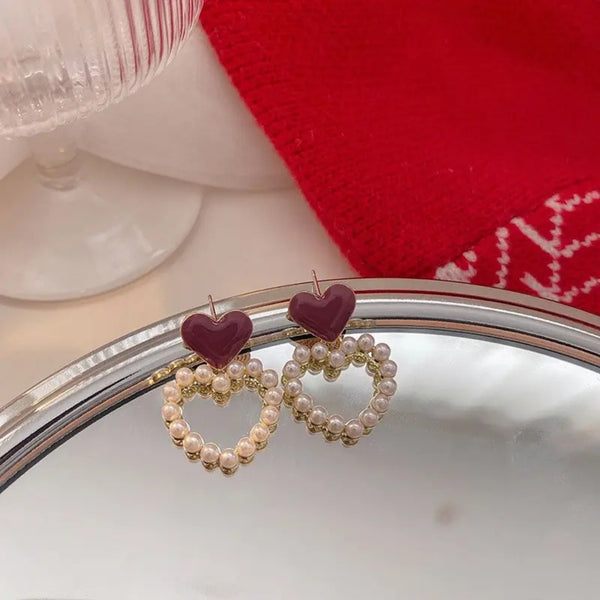 Cupid's red Charm Heart Earring