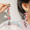 Pink rose tassel earrings