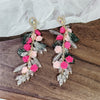 Pink rose tassel earrings