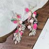Pink rose tassel earrings