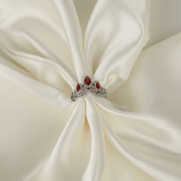 Silver Krishna Crown with Gemstone Ring