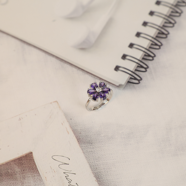 Love purple flower ring