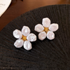 White Pearls and Flowers Earrings