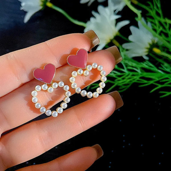 Cupid's red Charm Heart Earring