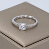 S925 Silver Princess Cut Solitaire Adjustable Ring
