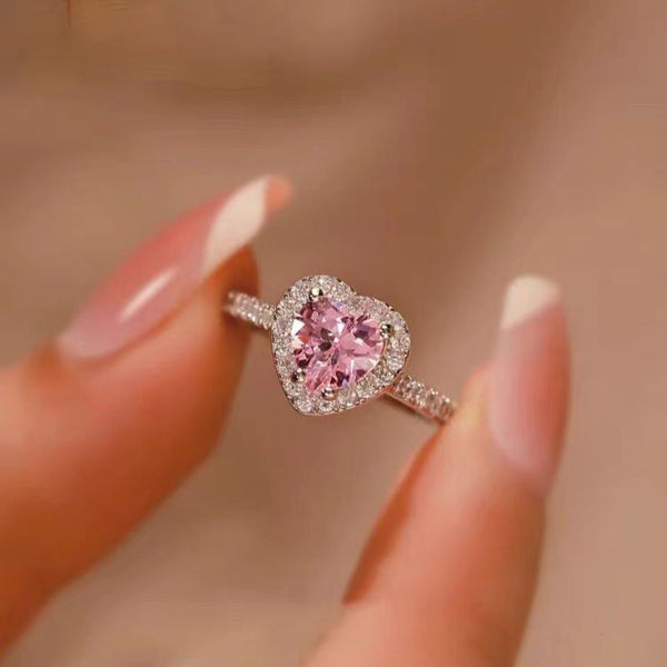 Heart-shaped pink ring