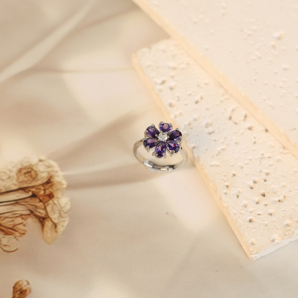 Love purple flower ring