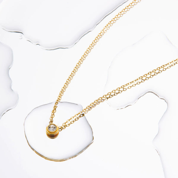 Circular Zirconia Diamond Pendant Necklace