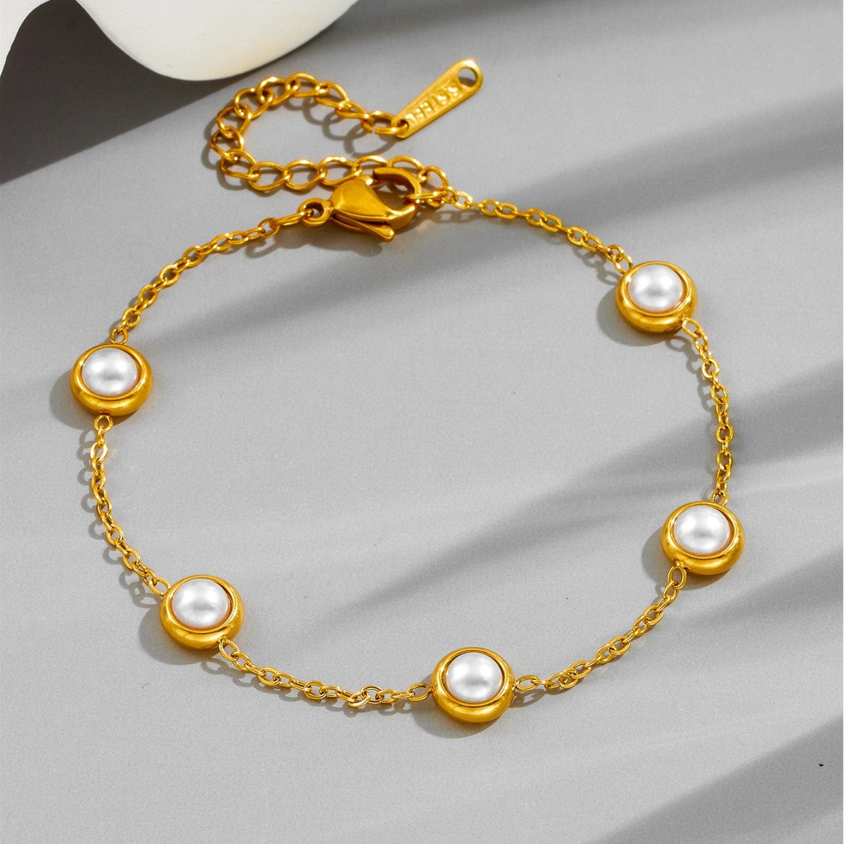 Classic Pearl Charm Gold Bracelet